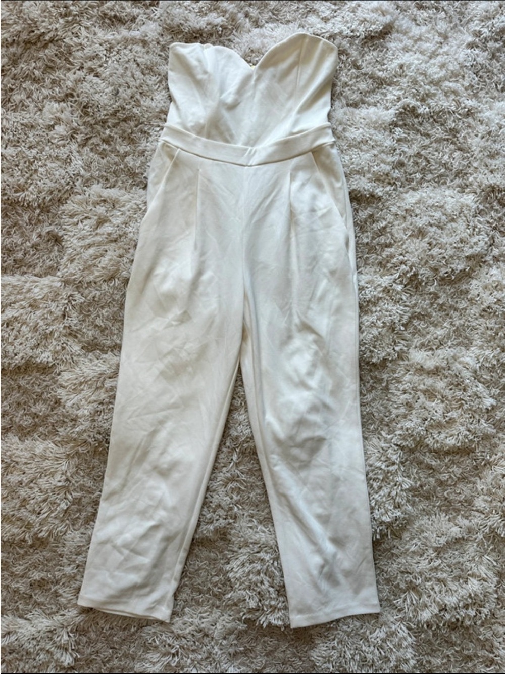 Express Ivory Strapless Sweetheart Jumpsuit